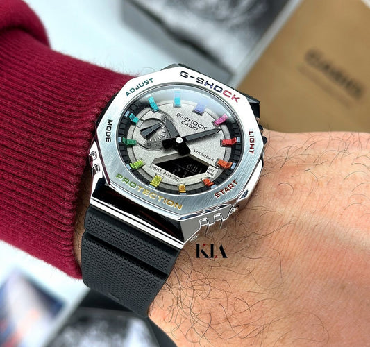 G SHOCK GA 2100 STEEL & RAINBOW FACE
