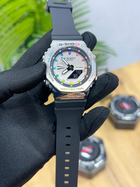 G SHOCK GA 2100 STEEL & RAINBOW FACE